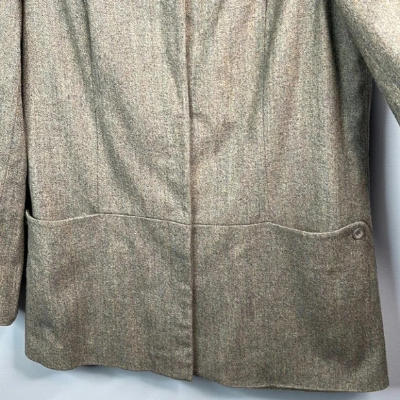 VINTAGE Simon Chang Cashmere Wool Blend Blazer Brown Tweed Button Up Size 10 - Picture 4 of 14